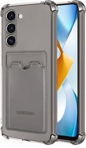 Schokbestendig TPU Hoes Kaarthouder Geschikt voor: Samsung Galaxy S21 FE - Grijs - Hoesje met Achterkant Pasjeshouder