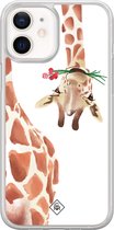 Casimoda® hoesje - Geschikt voor iPhone 12 Mini - Giraffe - 2-in-1 case - Schokbestendig - Giraffe - Verhoogde randen - Bruin/beige, Transparant