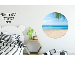 WallCircle - Wandcirkel - Muurcirkel - Strand - Tropisch - Palm - Aluminium - Dibond - ⌀ 90 cm - Binnen en Buiten