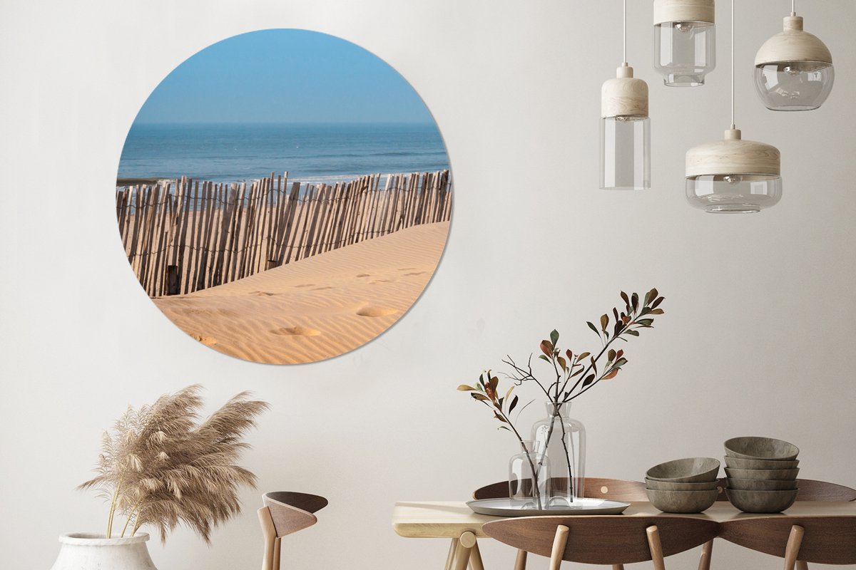 WallCircle® Wandcirkel 120x120 cm - Muurcirkel Strand - Zee - Palen - Muurdecoratie woonka