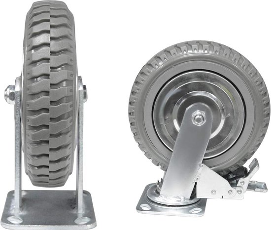 QWORK® 4 stuks 100mm zwaarlast wielen - tot 70 kg per wiel - schokdempende zwenkwielen voor meubeltransport en industrieel transport (2 zwenkwielen 2 geremde wielen QWORK® 4 stuks 100mm zwaarlast wielen - tot 70 kg per wiel - schokdempende zwenkwielen voor meubeltransport en industrieel transport (2 zwenkwielen 2 geremde wielen