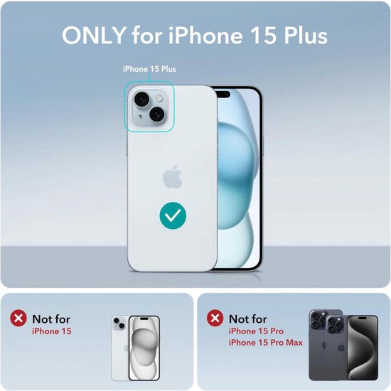 Étui ESR Cloud Soft HaloLock adapté à Apple iPhone 15 Plus | Compatible avec MagSafe et HaloLock | Couverture arrière avec support de rangement | Silicone souple | Noir