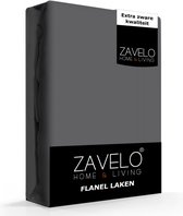 Zavelo Deluxe Flanel Laken Antraciet - 2-persoons (200x260 cm) - 100% katoen - Extra Dik - Zware Kwaliteit - Hotelkwaliteit