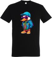 Shirt met print Duck - Dames - Heren - Zwart - Maat L