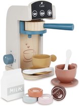 DiverseGoods Houten koffiezetapparaat speelset, houten keuken koffiezetapparaat speelgoedset rollenspel met accessoires (13 stuks)