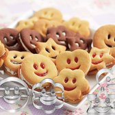 12 stuks uitsteekvormpjes roestvrij staal, smiley hart ster ronde bloem biscuit uitsteekvormpjes koekjes en koekjesvorm koekjes bakken kinderen cookie cutters voor bakken