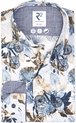 R2 Amsterdam - Overhemd Extra Lange Mouwen Botanische Print Fiets Blauw - Heren - Maat 44 - Modern-fit