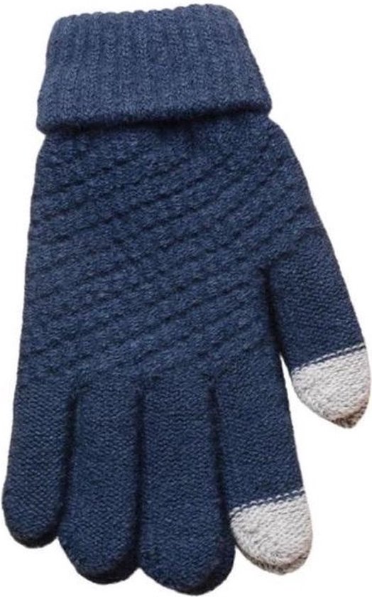 Jumada's - Donkerblauwe, Warme Winterfavoriet: Gebreide Handschoenen - Touchscreen - One Size
