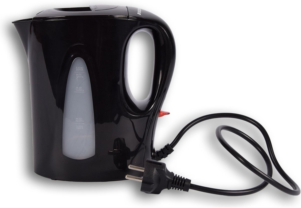 Waterkoker 900 Watt voor Camping - 1 Liter Zwart - BPA Vrij Kunststof