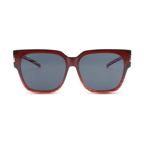 IKY EYEWEAR overzet zonnebril dames OB-1015F1-rood-gestreept
