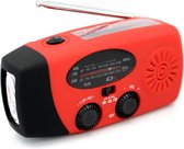 Rique Noodradio - Draagbare radio - FM AM NOAA - LED-verlichting - Solar opwindbaar - USB-kabel - Noodpakket - Rood