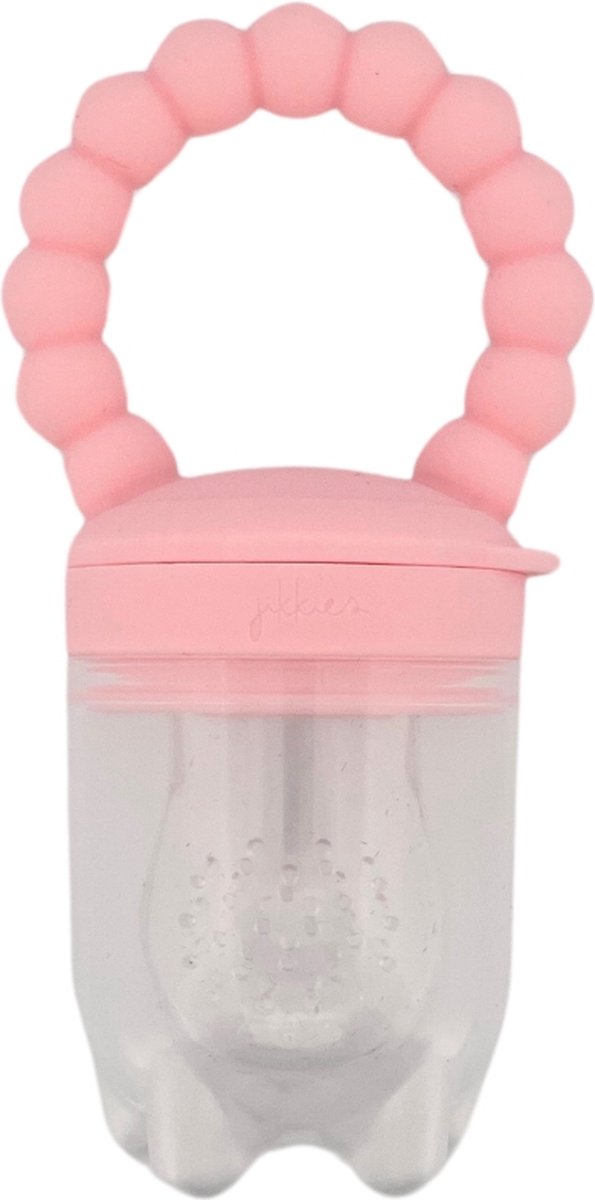 Jikkies ® - Fruitspeen - Baby Fruitspeen - Fruit Zuiger - 3 Speenmaten S + M + L - Baby Speen - Veilig - Getest op EN-norm - Fruit of Groente - Kinder Bestek - 100% Siliconen - Roze van Jikkies — afbeelding 4