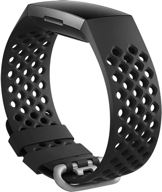 Bandje Voor Fitbit Charge 3 & 4 Sport Point Band - Zwart - Maat: SM - Horlogebandje, Armband - Merkloos
