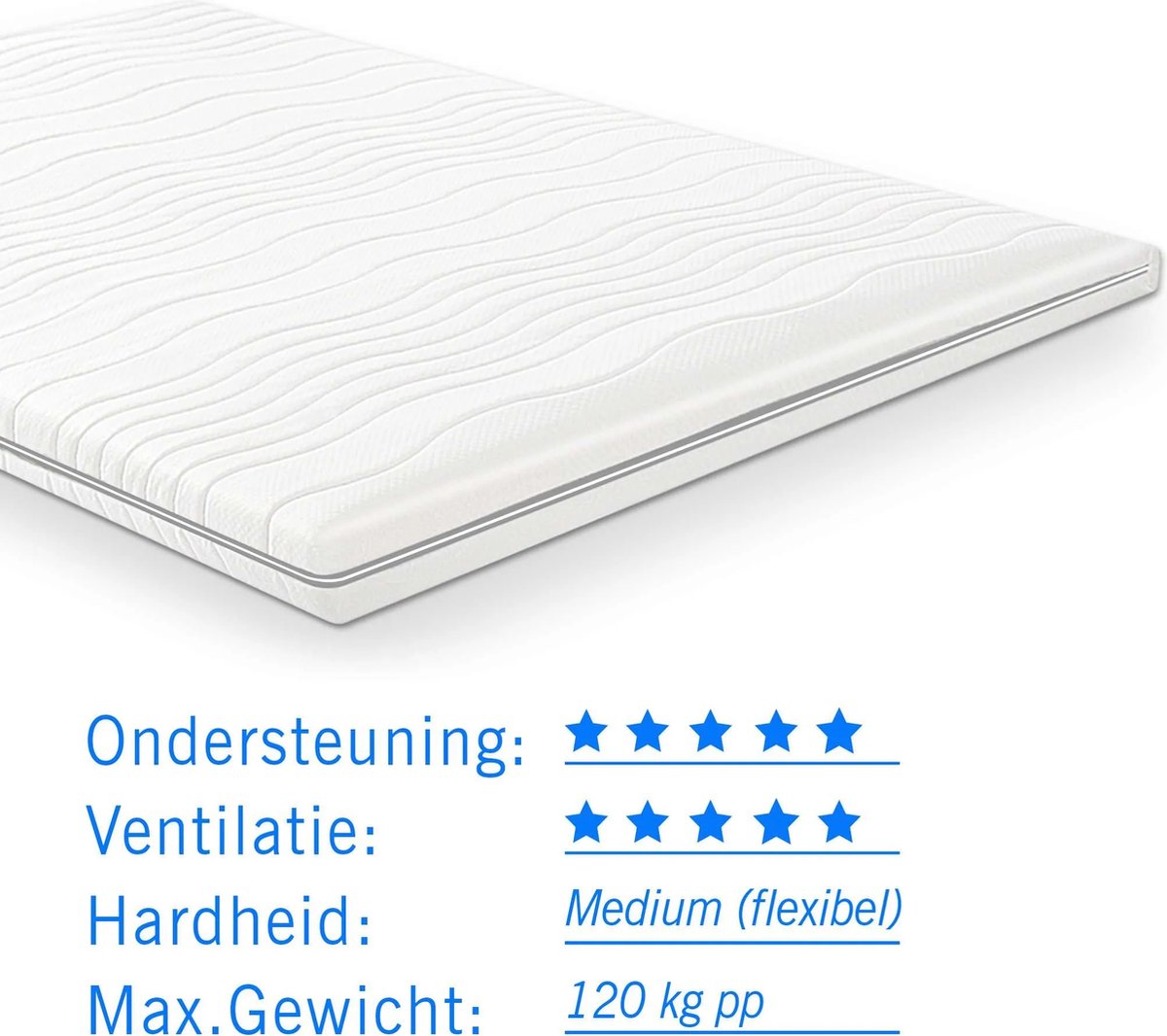 Koudschuim Topdekmatras/topper 140x220 dikte 7 cm