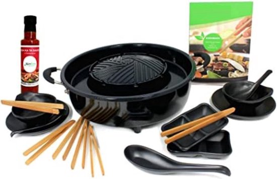 Hotpot Pan - Hotpot Electrisch - Chinese Fondue - Hotpot Kookpot - Zwart - 2L