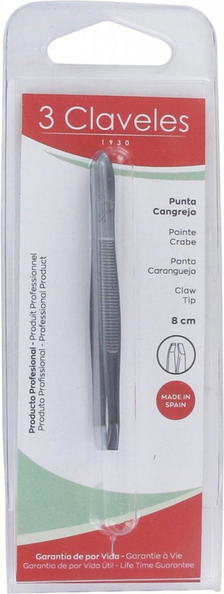 3 Claveles Zwarte Krabtip Pincet 8 cm