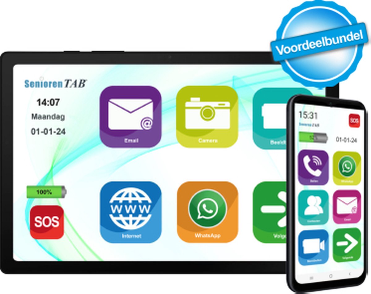 SeniorenTAB Voordeelbundel - Smartphone Plus en Tablet Plus in 1 pakket - Bundel Korting - Op basis van Samsung
