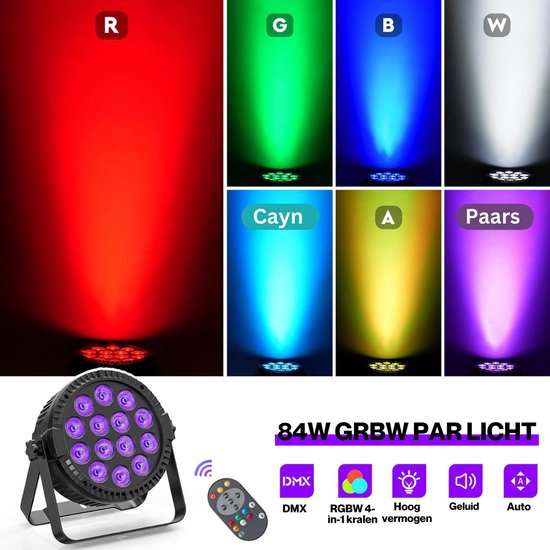 HOLDLAMP 4 stuks 36 LED par spotlight podiumlicht, RGB HOLDLAMP 4 stuks 36 LED par spotlight podiumlicht, RGB