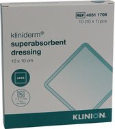 Voordeelverpakking 2 X Kliniderm superabsorbend verband, 10 x 10cm, steriel, 10 stuks