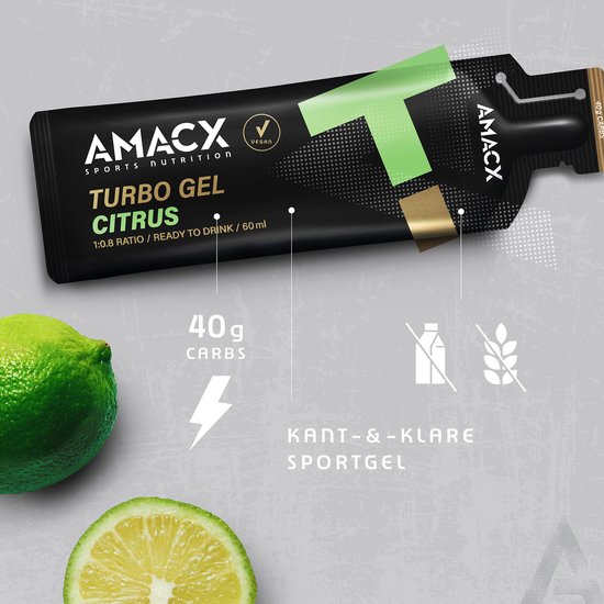 Amacx Turbo Gel - Sportgel - Energy Gel - Energiegel - Citrus - 12 pack — afbeelding 3