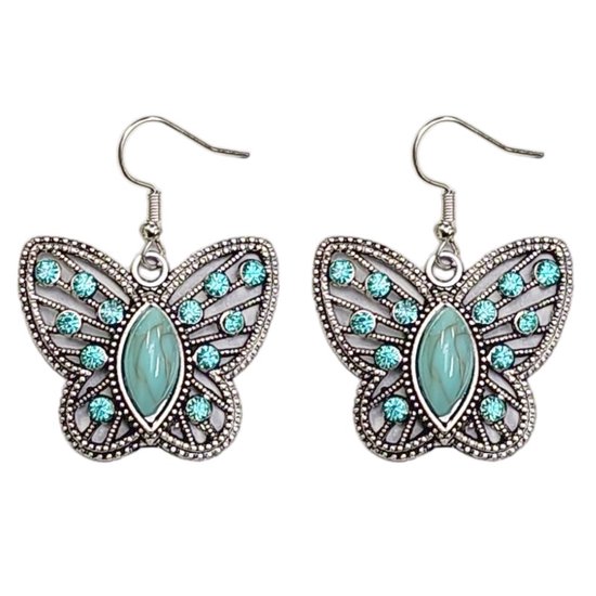 Fako Bijoux® - Boucles d'oreilles - Style Tibétain - Turquoise - Papillon Ouvert