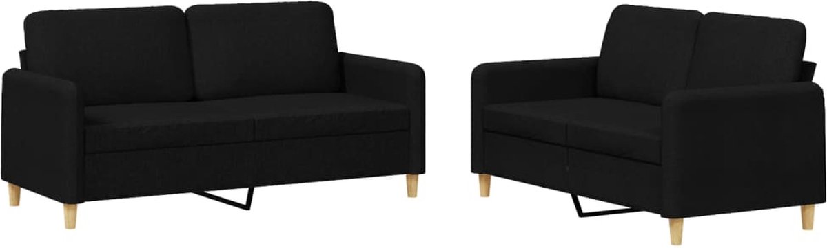 vidaXL - 2-delige - loungeset - met - kussens - stof - zwart