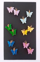 Bedel - bedeltjes - vlinders - 12 stuks - sieraden - roze - geel - blauw - groen - aqua - lila