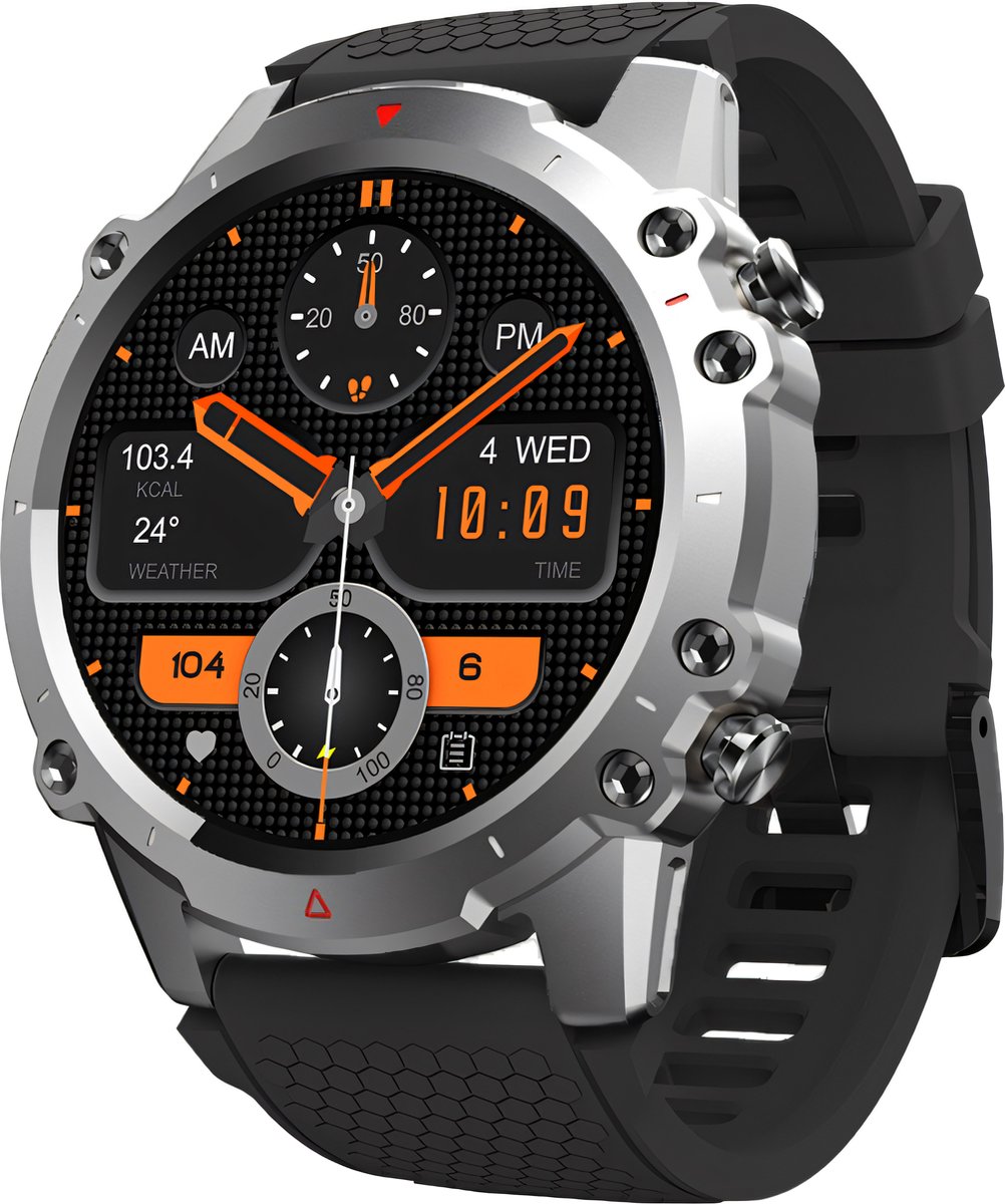 Cinturio Explorer Smartwatch - HD Scherm - Met twee bandjes - Voor heren en voor dames met bel functie hartslagmeter stopwatch whatsapp meldingen en veel sportfuncties etc.etc. Voor iOS en Android - Cinturio