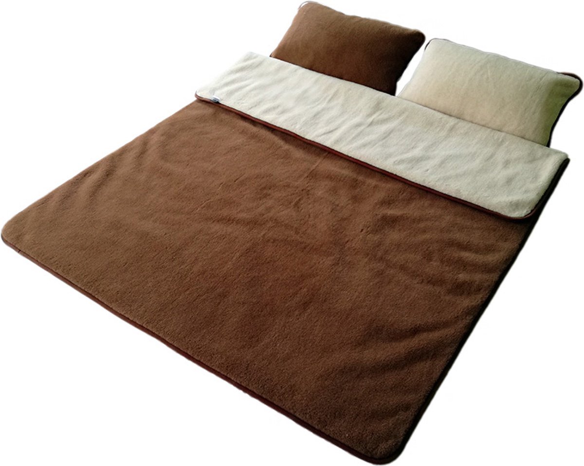 Dekbed 100% Wol - Dubbelzijdig - Puur Australische Merino & Kameel Blend Cocoa Milk – Bruin Creme Premium Wollen Deken OnceDoce® 2 x 450 g/m² - Warm Ademend Zacht – Woolmark ® Keurmerk - Wasbaar – 220x200cm