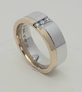 Ring - goud - 14 krt - geelgoud en witgoud - briljant - 0.09 crt - Verlinden juwelier