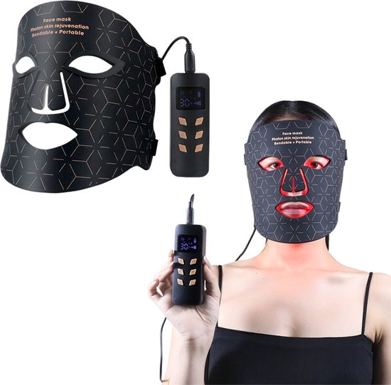 VitalWave Rood lichttherapie masker gezicht - Anti Acne en Puistjes - huidverzorging Anti Aging - Skincare - Infrarood Licht - Red Light Therapy Mask - VitalWave