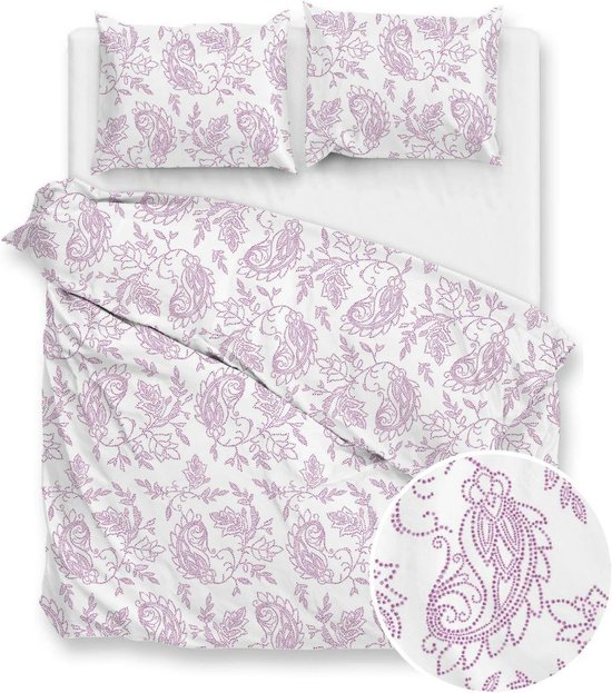 Zo! Home - Perkalkatoen Lilac Pink Print - HNZOHP001-72 - B 240 x L 200 cm/B 240 x L 220 cm - Lits-jumeaux -