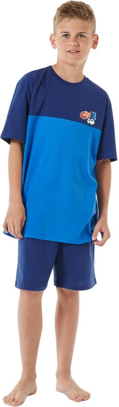 Schiesser Pyjama korte broek - Blauw - 180999-800 - Mannen