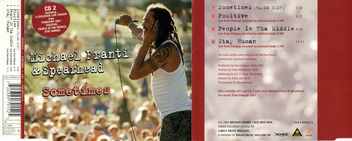Sometimes - CDsingle + 3 live tracks from Pinkpop 2001.