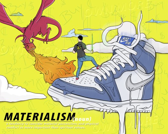 Materialism - Nike - 50x40cm - Geel - Dibond Print
