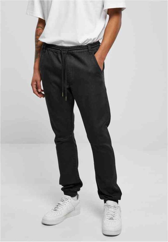 Urban Classics - Pantalon de jogging en Denim tricoté realblack lavé Pantalon de survêtement pour hommes - 5XL - Zwart