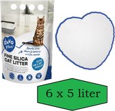 silice - Premium - silice fine - litière pour chat blanche - 6 x 5 litres