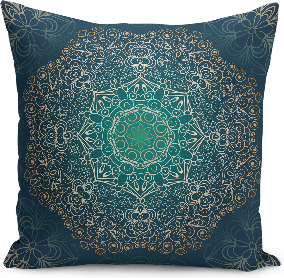 Kussensloop - kussenhoes - Sierkussenhoes - hoes voor vloerkussens - 70x70 cm - Gold Mandala - Vloerkuusenhoes - Kussensloop - Aan beide zijdig bedrukt