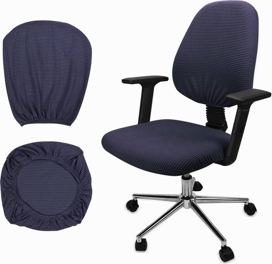2 stuks stretch stoelhoezen voor bureaustoelen, jacquard, kussenhoes voor computerstoelen, met banden, wasbare stoelhoezen, voor decoratie in de