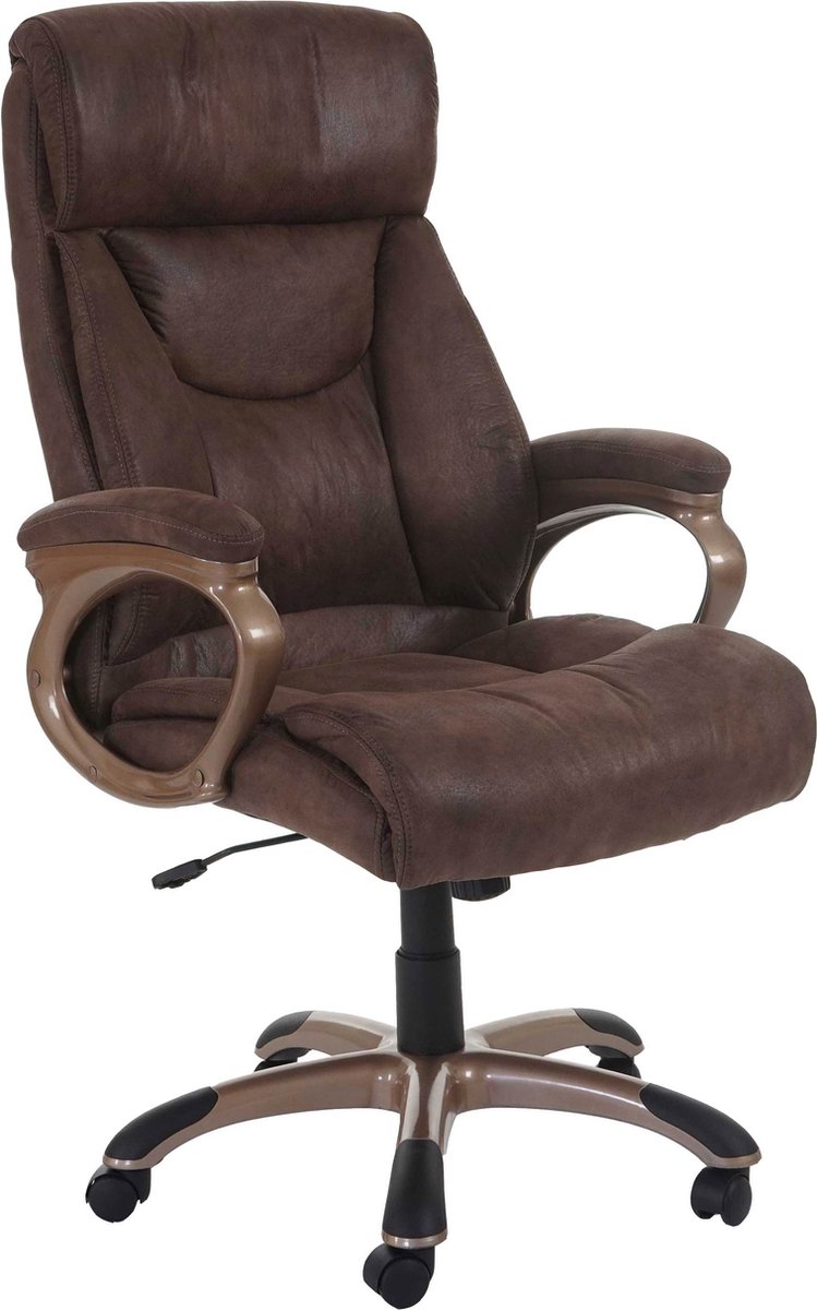 Cosmo Casa Bureaustoel - Bureaustoel - Draaistoel - Directiestoel - Suède Look - Taupe-Bruin