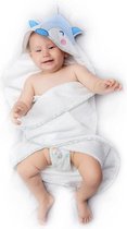 Babyhoedje voor meisjes en jongens - Fox Head Hood - Baby badjasje 100% Zacht organisch katoen, Oeko TEX-gecertificeerd, vrij van chemische producten - 70x70 cm Babyhanddoek, 0-12 Maanden - Blauw