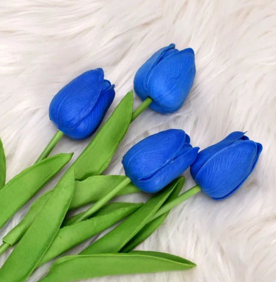 Kunsttulpen 10 stuks - Tulpen - Zeer Zacht - Blauw - net echt - Tulpen - 10 stuks- Kunstbloemen - Kunst Tulpen - Kunst Boeket - Tulp - 33 CM - Zijden Bloemen - Bruiloft - Voorjaar - Lente - Pasen, cadeau, moederdag