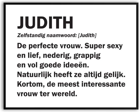 Judith Woordenboek Fotolijst met glas 50 x 70 cm - Prachtige kwaliteit - jarig - verjaardag - kado - Canvas - incl ophangsysteem - Poster - Grappig - cadeau