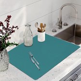 Afwasdroogmat voor aanrecht, 20 "× 16" antislip keuken absorberende afvoermat sneldrogende koffiemachine mat aanrecht beschermer mat voor koffiebar gootsteen werkblad blauw