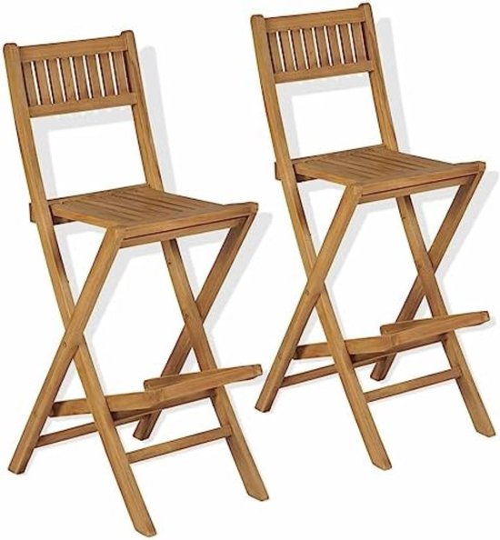 Relaxdays barkruk inklapbaar BASTIAN 2 stuks, weerbestendig, 80 cm hoog