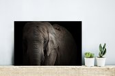 Wanddecoratie Metaal - Aluminium Schilderij Industrieel - Olifant - Portret - Dieren - Zwart - 30x20 cm - Dibond - Foto op aluminium - Industriële muurdecoratie - Voor de woonkamer/slaapkamer