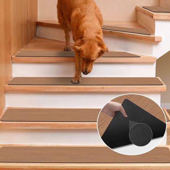 5 stuks rubberen trapmatten, reliëf, antislip traptreden voor binnen en