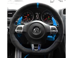 JDtuning® | Premium Alcantara stuurhoes | Geschikt voor Golf 6 DSG GTD GTI R Scirocco Passat Polo Tiguan Volkswagen – Blauw