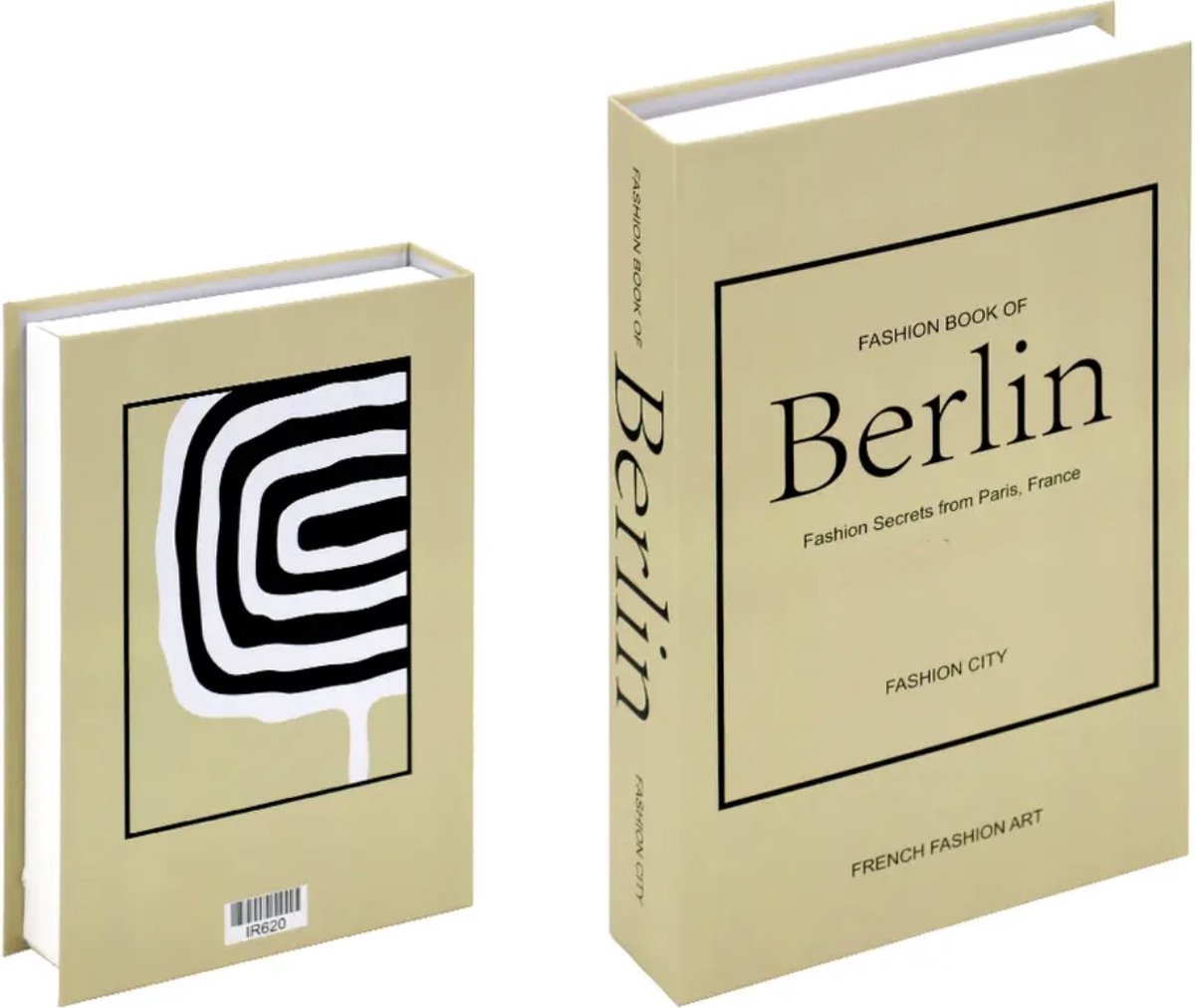 Opberg boek - Berlin - Beige- Opbergbox - Opbergdoos - Decoratie woonkamer - Boeken - Nep boek - Opbergboek