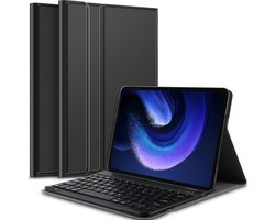Hoes met toetsenbord geschikt voor Xiaomi Pad 6 / 6 Pro - Keyboard Book Case Cover Hoesje Zwart